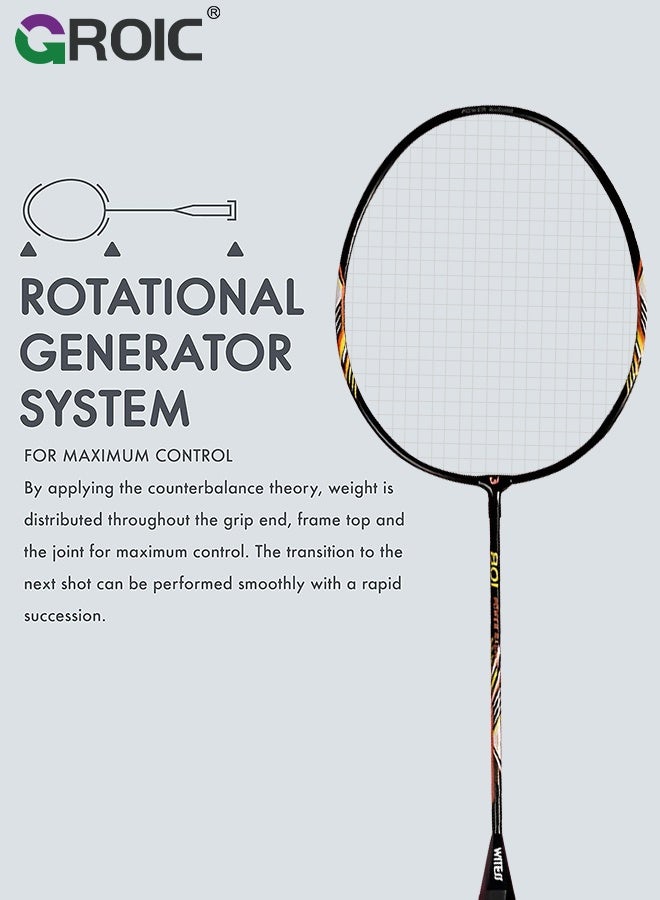 GROIC مجموعة مضارب كرة الريشة مع 2 مضارب، 3 كرات ريشة، 1 شبكة كرة ريشة و1 حقيبة كرة ريشة، مضرب كرة ريشة للاعبين 2، مضارب كرة ريشة - Image 4