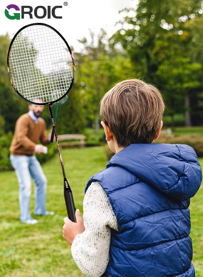 GROIC مجموعة مضارب كرة الريشة مع 2 مضارب، 3 كرات ريشة، 1 شبكة كرة ريشة و1 حقيبة كرة ريشة، مضرب كرة ريشة للاعبين 2، مضارب كرة ريشة - Image 5