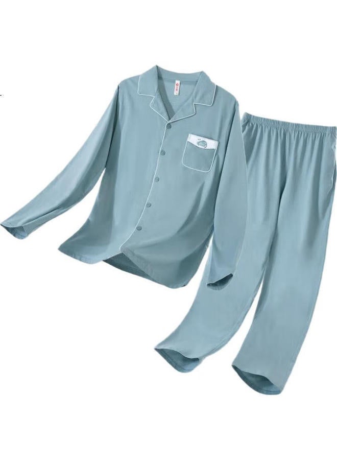 Fenton Fenteng Mingxing Fan Chengcheng Same Style Anti-mite Pure Cotton Pajamas, Women's Long-sleeve Men's Loungewear Set - Image 1