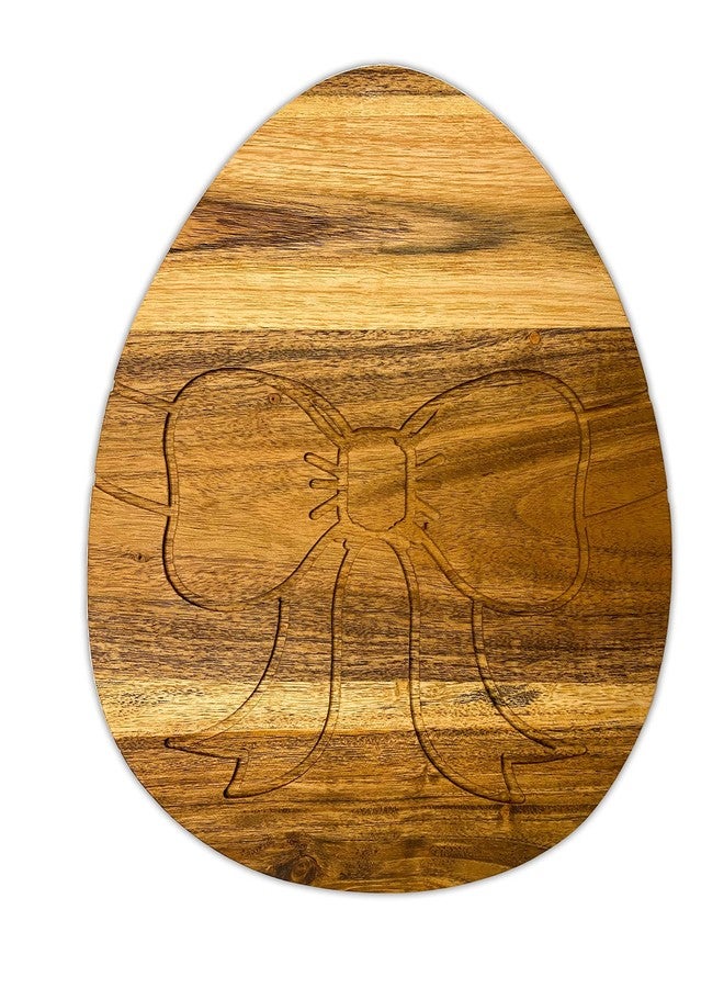 Affinity Decor Organic Acacia Wooden Cutting Board and Serving Platter for Cheese Snacks Vegetables Fruit & Salad (Gifted Egg 13"L x 9.3"W) - Image 1