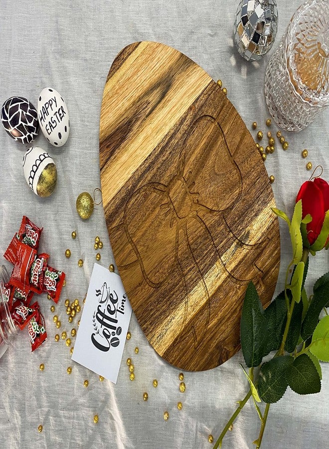 Affinity Decor Organic Acacia Wooden Cutting Board and Serving Platter for Cheese Snacks Vegetables Fruit & Salad (Gifted Egg 13"L x 9.3"W) - Image 4