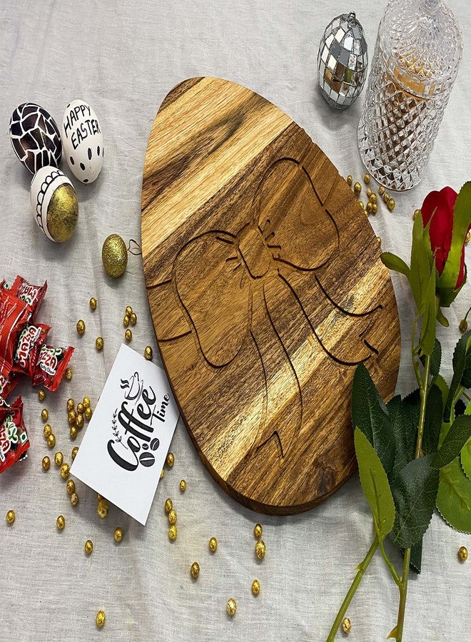 Affinity Decor Organic Acacia Wooden Cutting Board and Serving Platter for Cheese Snacks Vegetables Fruit & Salad (Gifted Egg 13"L x 9.3"W) - Image 2