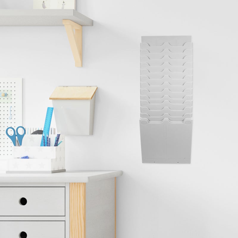 Wall Mount Time Cards Holder Time Cards Rack for Office Warehouse Retractable Time Cards Rack - Image 3