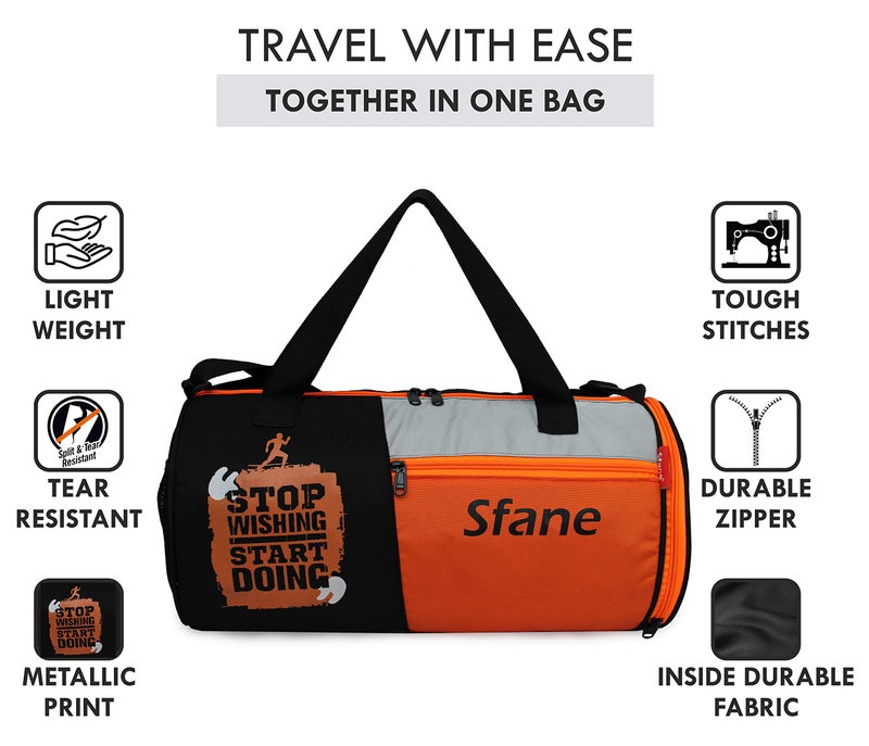 Sfane Grey Gym Bag/Duffle Bag/Sports Bag/Shoulder Bag/Sports Bags/Gym Bags for Men & Women with Shoe Compartment - Image 5