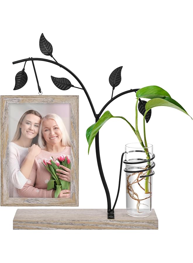 The Bros Fathers Day Dad Gifts from Daughter Son, Mothers Day Gifts, Mom Birthday Gifts, Wooden Picture Frame Plant Hydroponics Home Garden Office Decor, for Grandma, Mother Grandmother Mama Gift - Image 1