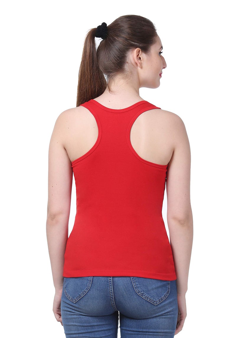 Splash Women's Cotton Racerback Tank Slim Fit Top, Red - Image 1