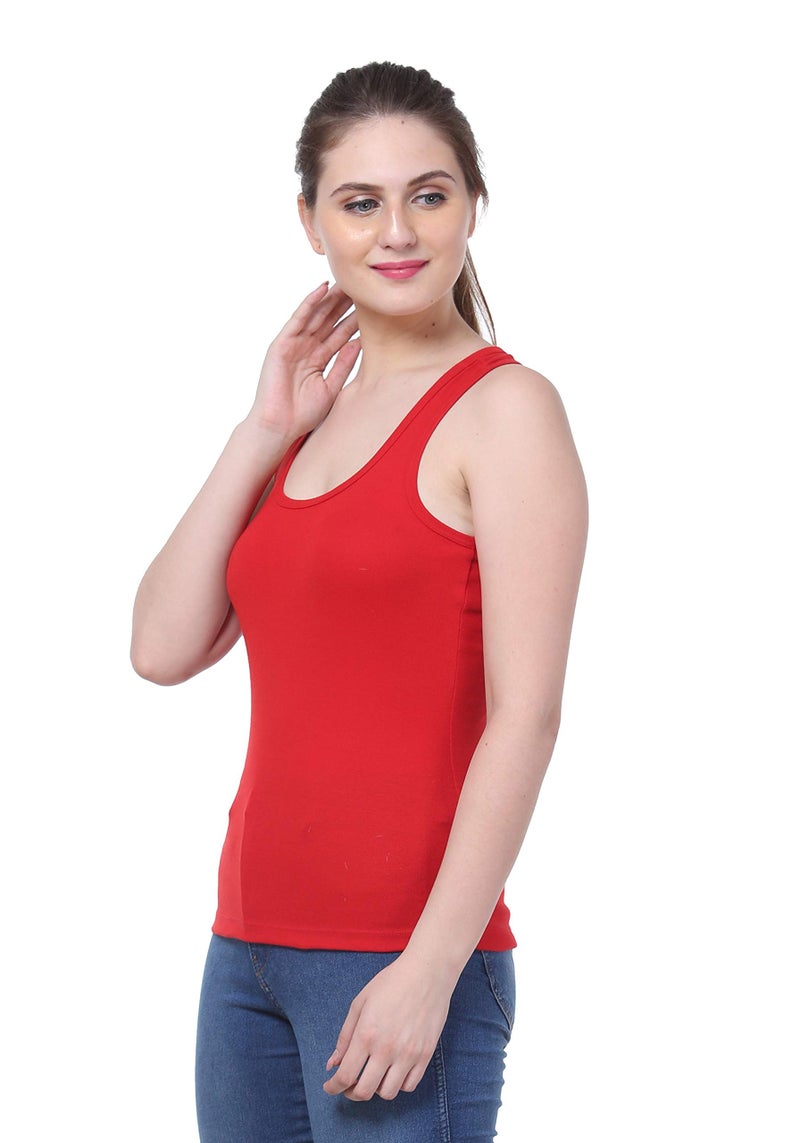 Splash Women's Cotton Racerback Tank Slim Fit Top, Red - Image 4
