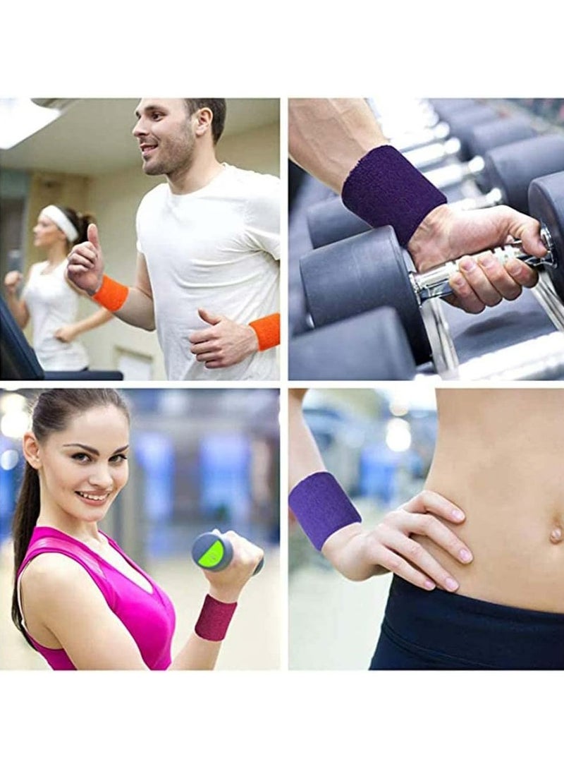 إسكدنيا 12 قطعة من قماش تيري القطني متعدد الألوان من قماش تيري القطني للمعصم للرجال والنساء - مثالي لمختلف الرياضات - Image 2