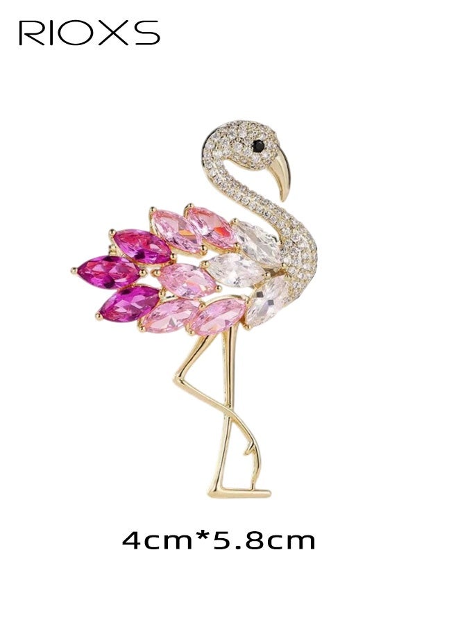 RIOXS Rhinestone Flamingo Brooch for Ladies, Women's Rhinestone Crystal Graceful Enamel Bird Lapel Pin Brooch Pin, Dainty Flamingo Shaped Brooch for Dress Hat Bag Suit Tie Wedding Accessories, Jewelry Gift for Women Girls - Image 5