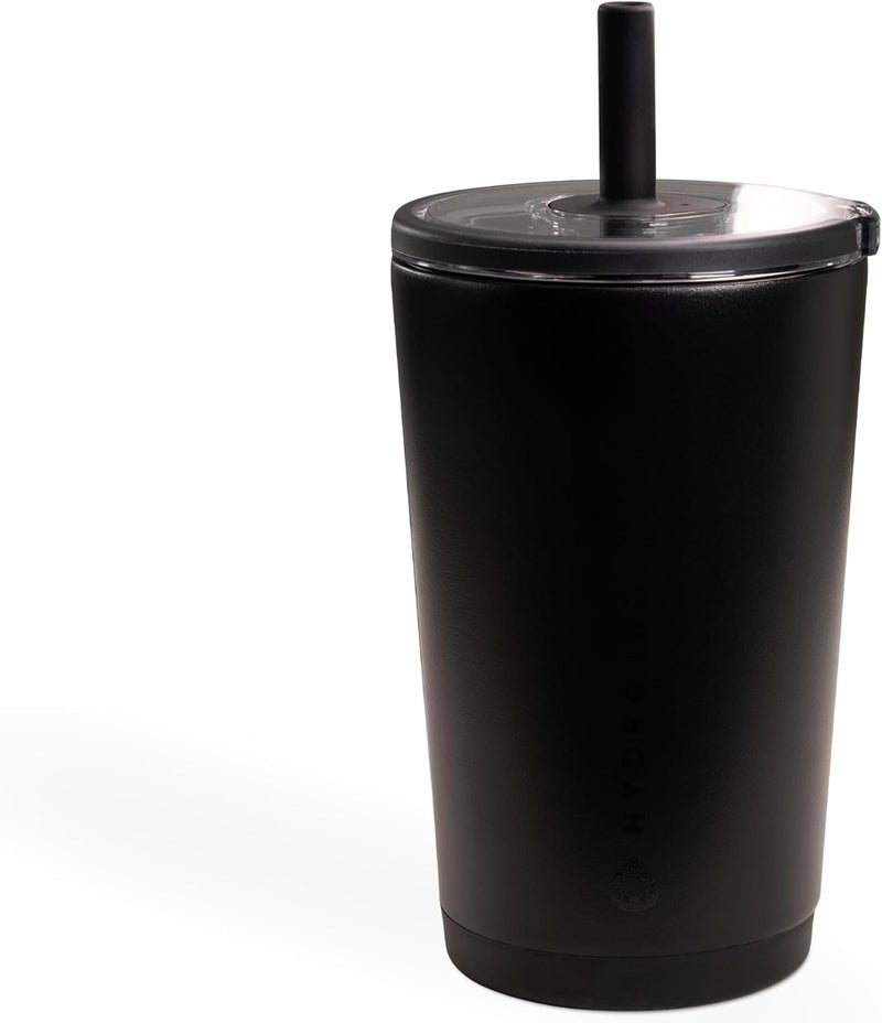 HydroJug Everyday Tumbler 14 oz – Ceramic-Lined Insulated Tumbler with Straw and Soft-Touch Lid, Cup Holder Friendly, Double-Wall Vacuum Insulation, Reusable Travel Cup – Black - Image 1