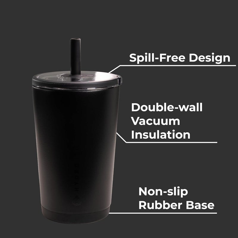 HydroJug Everyday Tumbler 14 oz – Ceramic-Lined Insulated Tumbler with Straw and Soft-Touch Lid, Cup Holder Friendly, Double-Wall Vacuum Insulation, Reusable Travel Cup – Black - Image 3