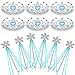 Chalyna 12 Pcs Princess Crowns Tiara Wand for Little Girl Silver Heart Jewel Plastic Tiara Winter Gift for BirthdayBlueSnowflake Style - Image 4