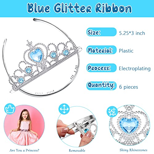 Chalyna 12 Pcs Princess Crowns Tiara Wand for Little Girl Silver Heart Jewel Plastic Tiara Winter Gift for BirthdayBlueSnowflake Style - Image 5