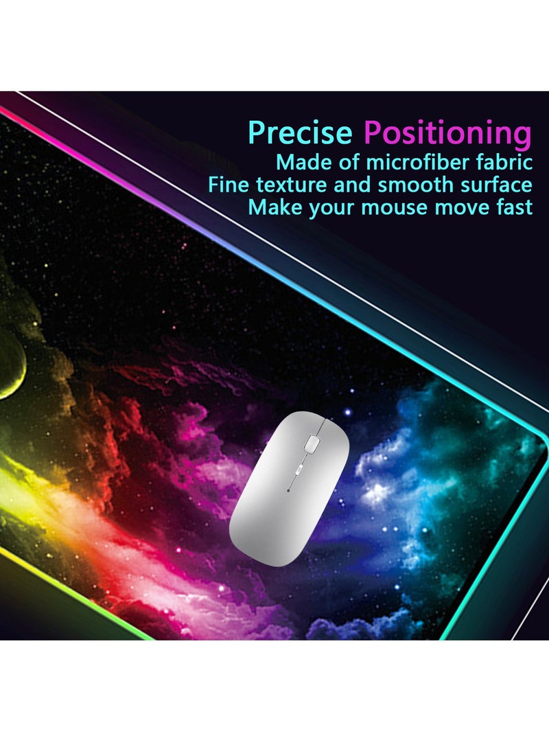RGB Gaming Mouse Pad, 14 Modes Extended Large Table Desk Mat Led Mousepad for PC Computer MacBook Keyboard Mat Anti-Slip (Starry Sky 800x400mm) - Image 4