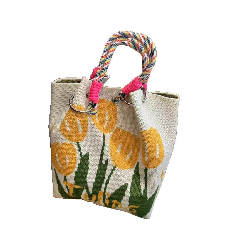 Knitted Cartoon Tote Bag for Women, Large Capacity - Image 5