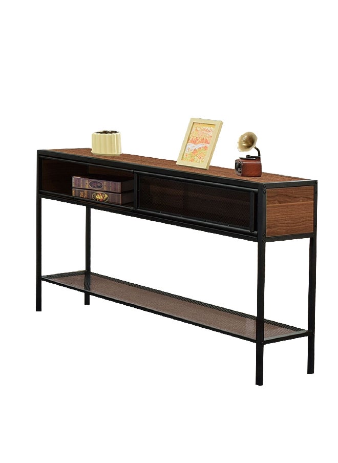 Micasa High-Quality Melamine Console Table Brown and Black 75 x 30 x 120 cm LRF-008D 