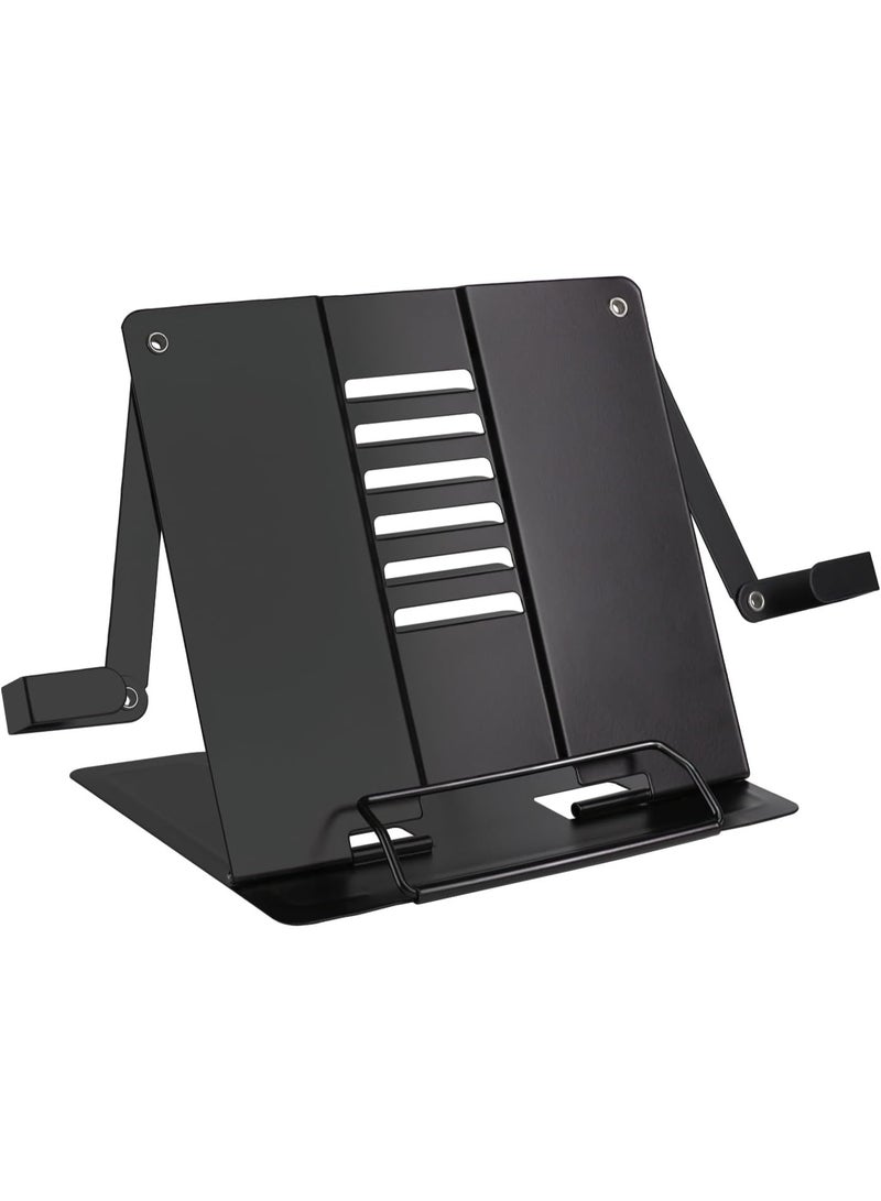 كيلا حامل كتب مكتبي معدني للقراءة مع مشابك قابلة للتعديل، حامل كتب قابل للطي بدون استخدام اليدين للأطفال، حامل مستندات محمول للمكتب، حامل عرض للوصفات، كتب الطبخ، الأجهزة اللوحية - أسود - Image 1