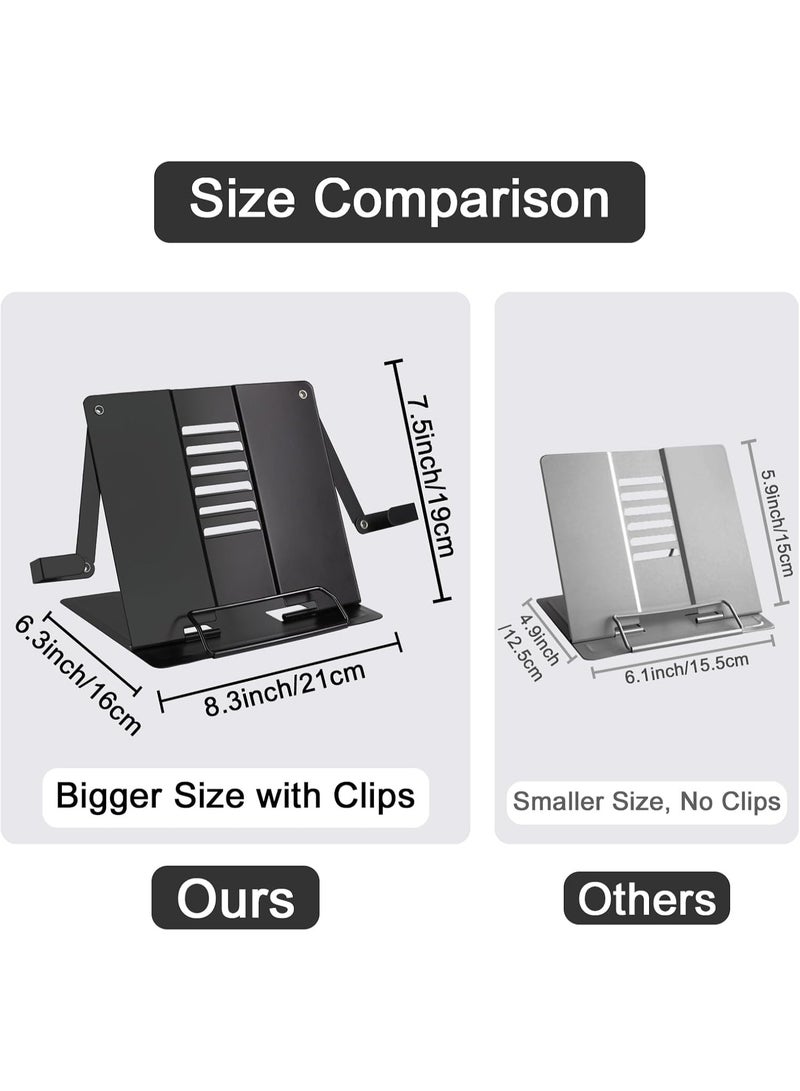 كيلا حامل كتب مكتبي معدني للقراءة مع مشابك قابلة للتعديل، حامل كتب قابل للطي بدون استخدام اليدين للأطفال، حامل مستندات محمول للمكتب، حامل عرض للوصفات، كتب الطبخ، الأجهزة اللوحية - أسود - Image 4