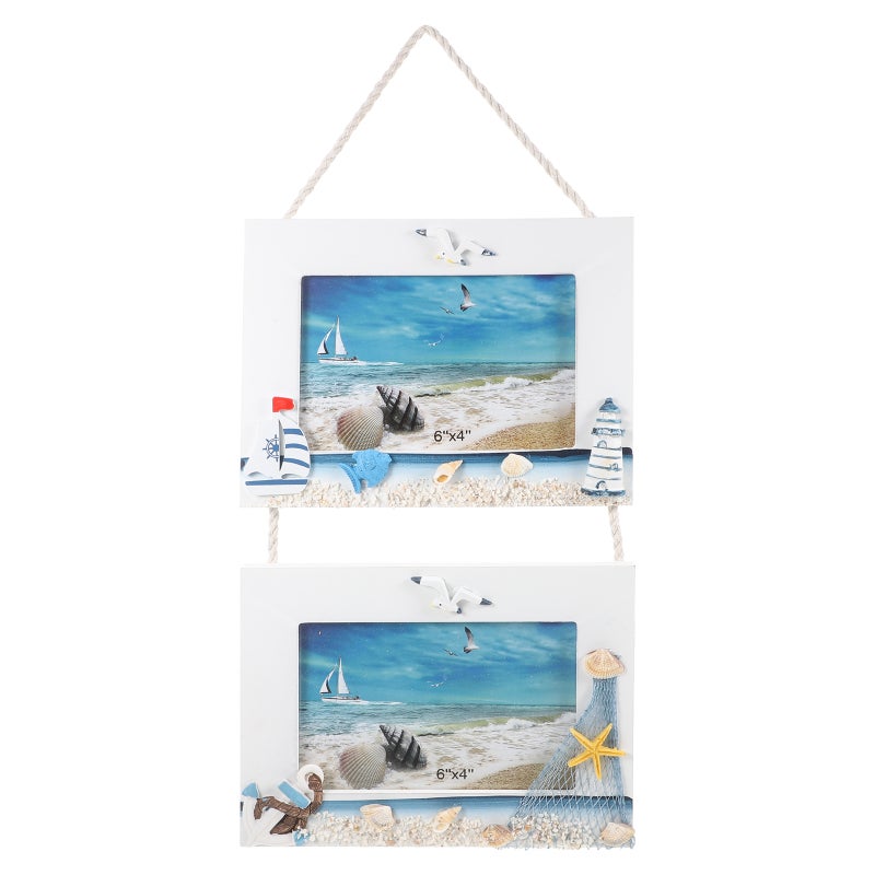 Sea Photo Frame Wall Decoration Rectangle Shape Wooden Material Living Room 42.50X19.80X1.80CM 1Pcs - Image 1