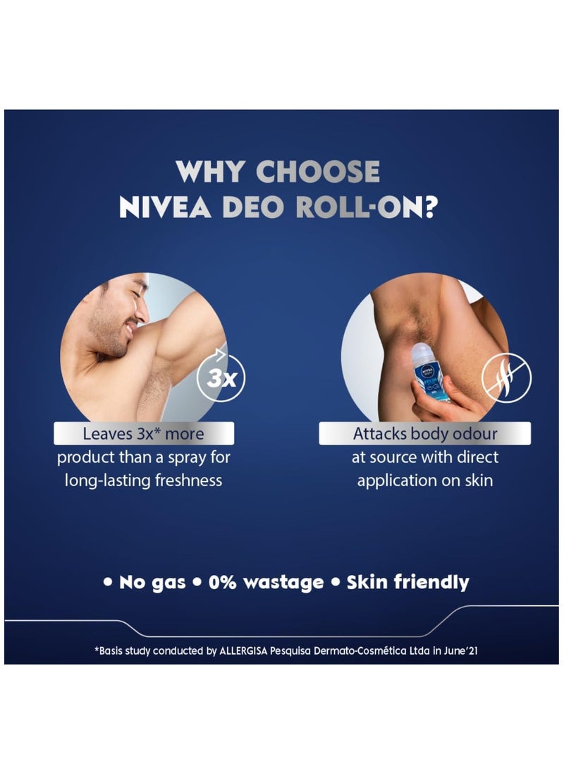 Nivea مزيل عرق نشط للرجال برائحة منعشة رول أون 50 مل عبوة من 6 - Image 3