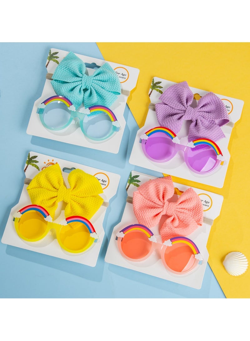D'Daniela Anaya Rainbow Glasses and Bow Barrette Ponytail Set For Babies and Girls - Light Green - Image 5