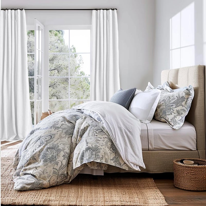 INOVADAY Blackout Curtains  2-Panel Linen Textured 100% Thermal Insulated Room Darkening Sun Blocking Drapes for Bedroom  Nursery  Living Room + 20 Curtain Ring Clips -W50 x L90  Bright White - Image 2