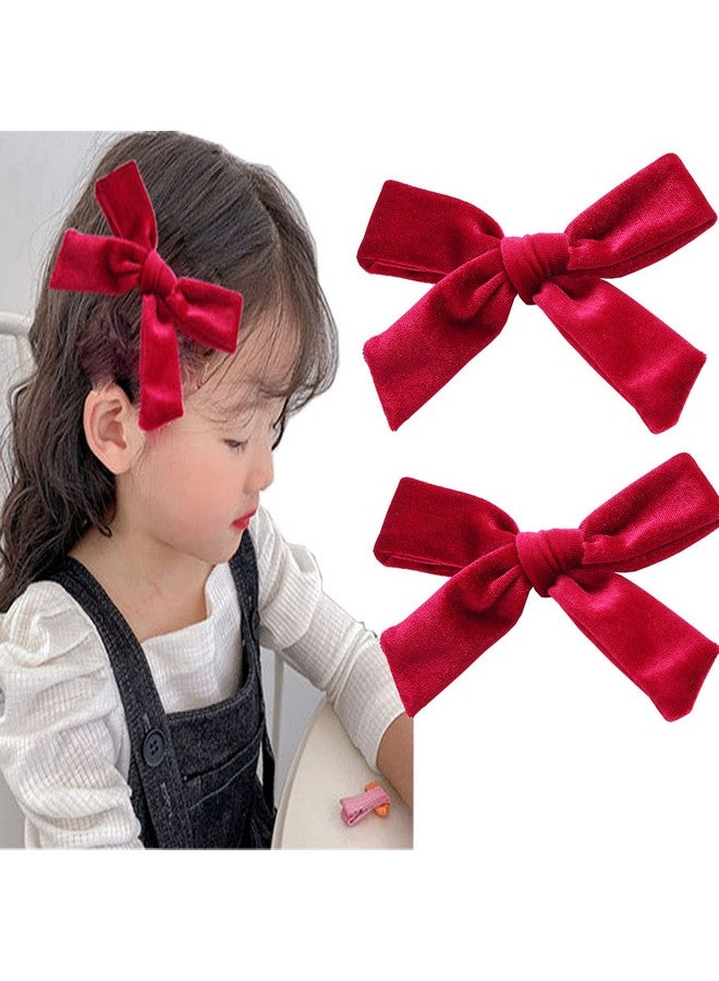 سالوسي فيونكات شعر كبيرة من سالوسي، مقاس 5 بوصات، فيونكات شعر مخملية، مشابك شعر للبنات الصغيرات (أحمر) - Image 1