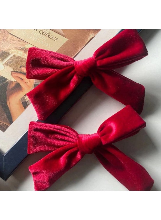 سالوسي فيونكات شعر كبيرة من سالوسي، مقاس 5 بوصات، فيونكات شعر مخملية، مشابك شعر للبنات الصغيرات (أحمر) - Image 2