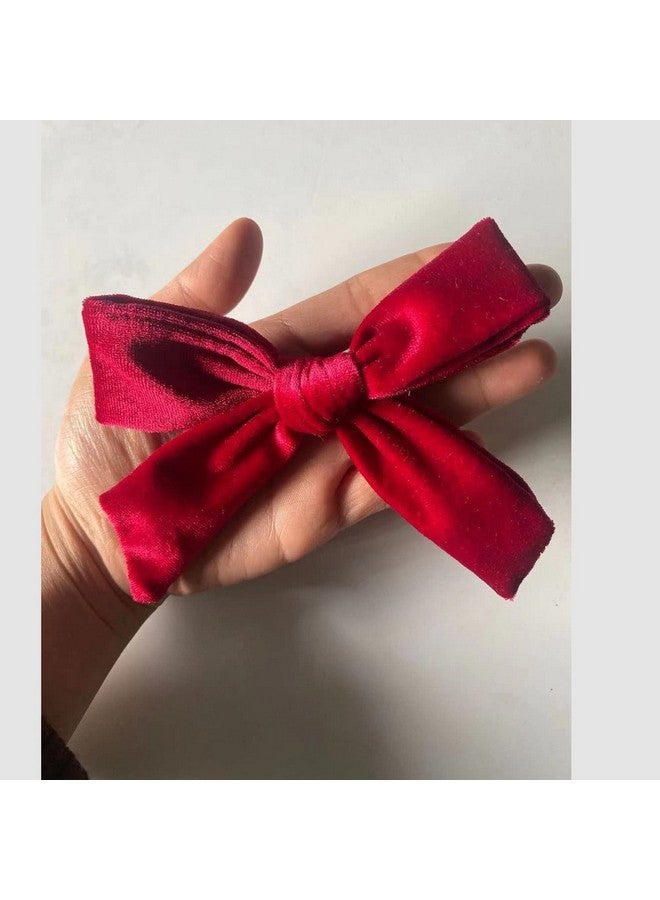 سالوسي فيونكات شعر كبيرة من سالوسي، مقاس 5 بوصات، فيونكات شعر مخملية، مشابك شعر للبنات الصغيرات (أحمر) - Image 4