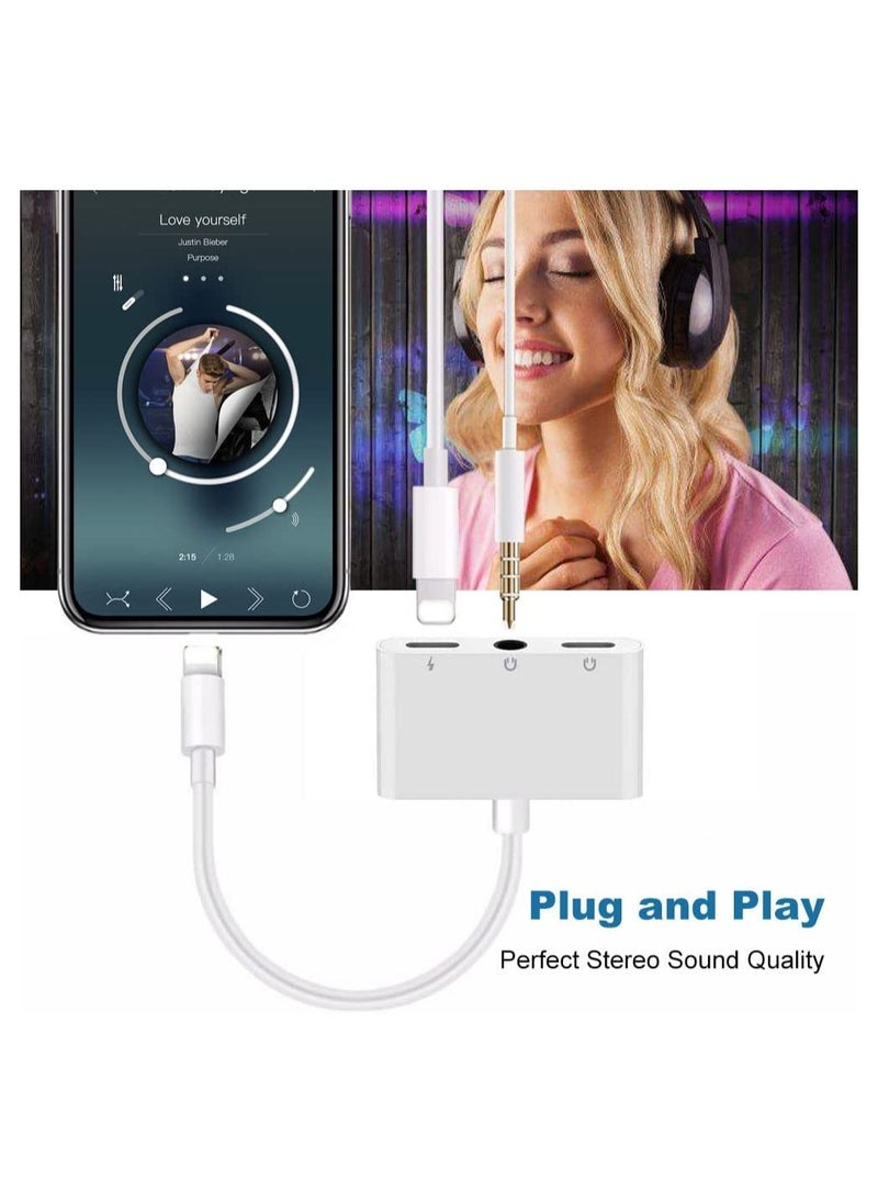 Generic 3 in 1 Lightning to 3.5mm Jack Headphone Adapter Earphone Jack Audio and Charging Adapter Headphone Splitter Compatible for iPhone 12/11/SE/XS/XR/X/8/7 and iPad  - Image 5