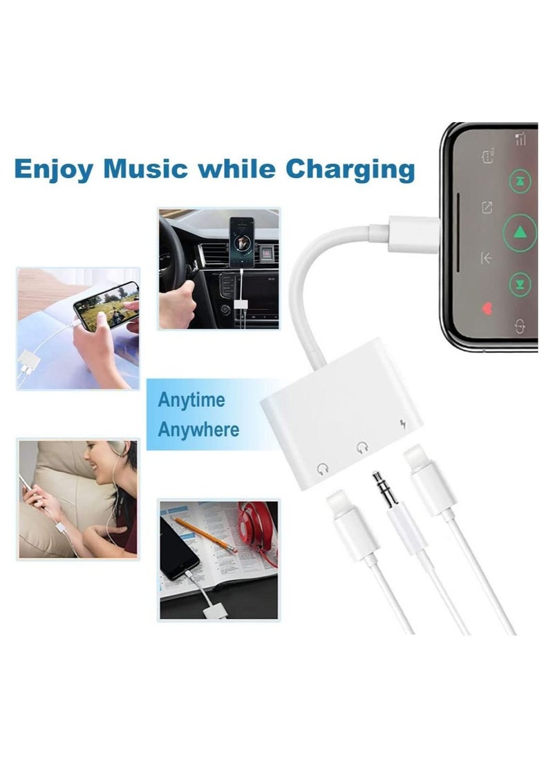 Generic 3 in 1 Lightning to 3.5mm Jack Headphone Adapter Earphone Jack Audio and Charging Adapter Headphone Splitter Compatible for iPhone 12/11/SE/XS/XR/X/8/7 and iPad  - Image 2