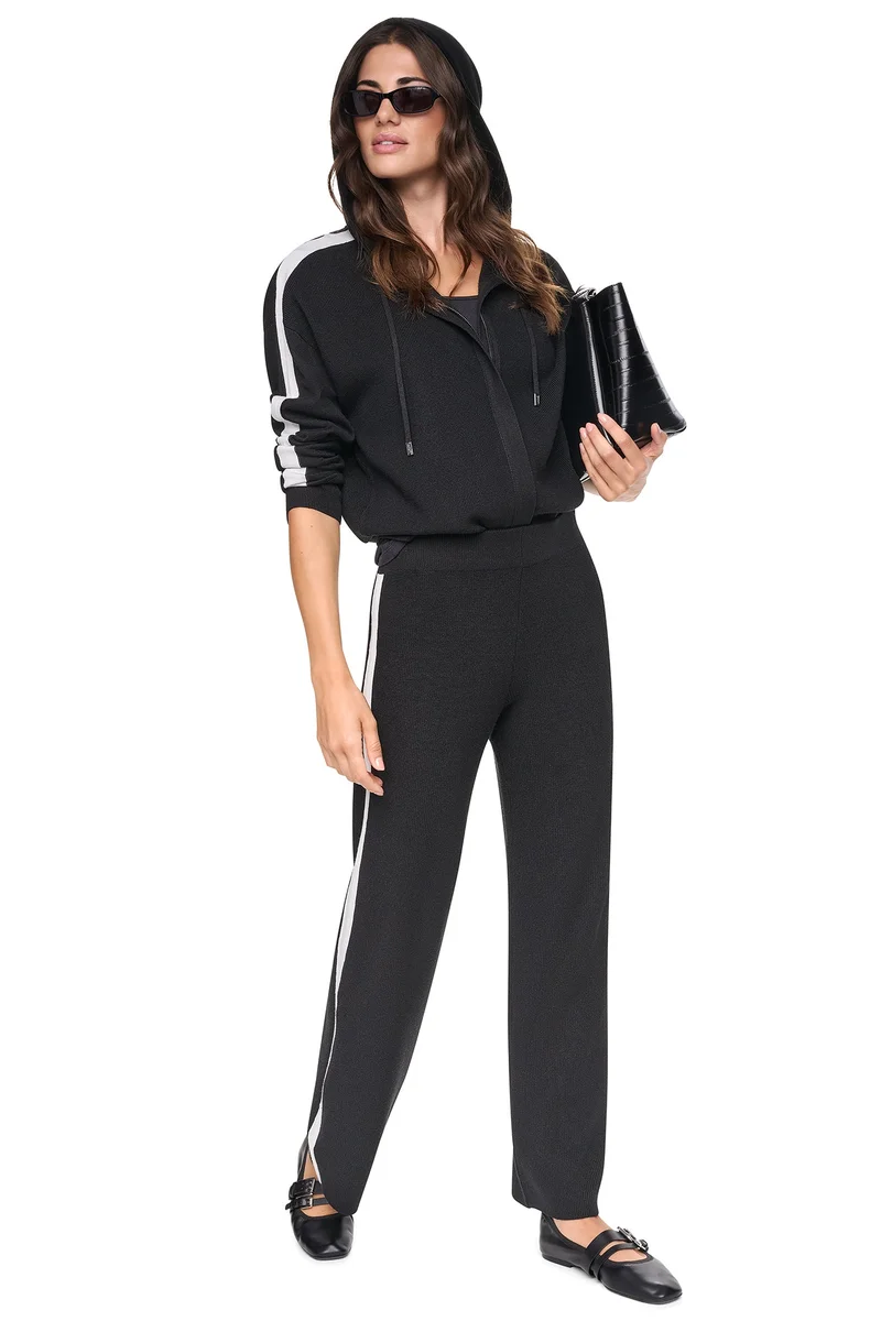 DKNY LONG SLEEVE LOGO STRIPE ZIP