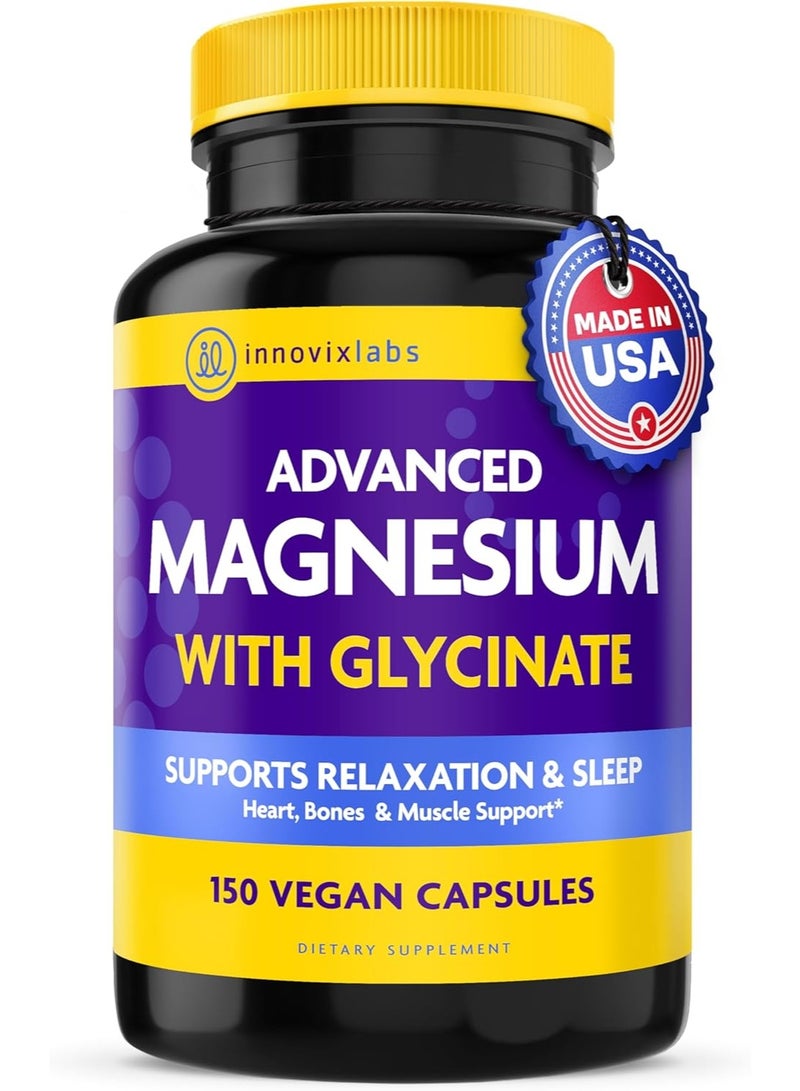 إنوفيكس لابس استرخاء جليسينات المغنيسيوم والمالات المتقدم، صحة العظام والعضلات، 150 كبسولة، 75 حصة - Image 1