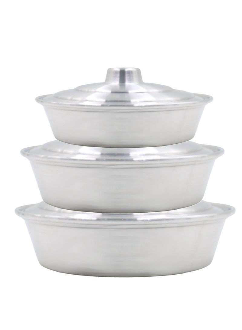 عبور أكتوبر طقم صواني فرن مستديرة الومنيوم مكون من 3 قطع بغطاء - Image 1