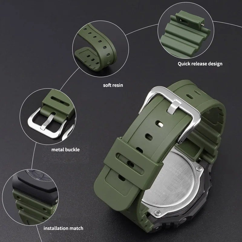 Bluejw Rubber Strap for Casio G SHOCK GA 2100 DW-5600 Sport Bracelet Watch Band Stainless Steel Buckle TPU 16mm Replacement  Wristband - Image 5