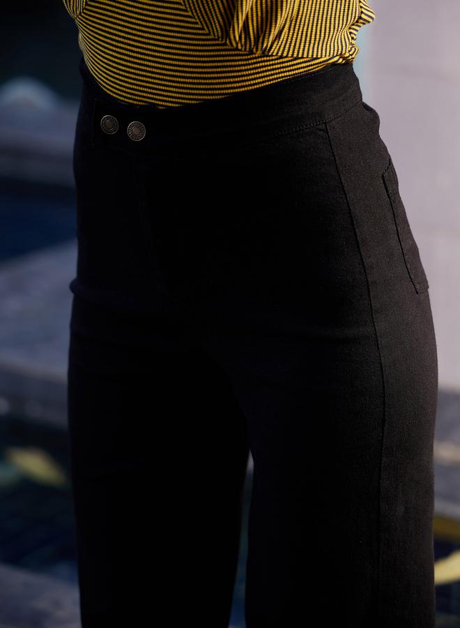 ساسافراس جينز مستقيم بخصر عالي وزرين أماميين - Image 3