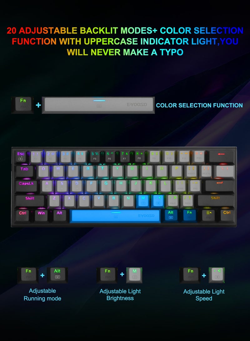 E-YOOSO Mechanical Gaming Keyboard 60 Wired 61 Keys Ultra-Compact RGB Backlit Hot Swappable Red Switches for Windows Mac PS4 Everyday Use - Image 5