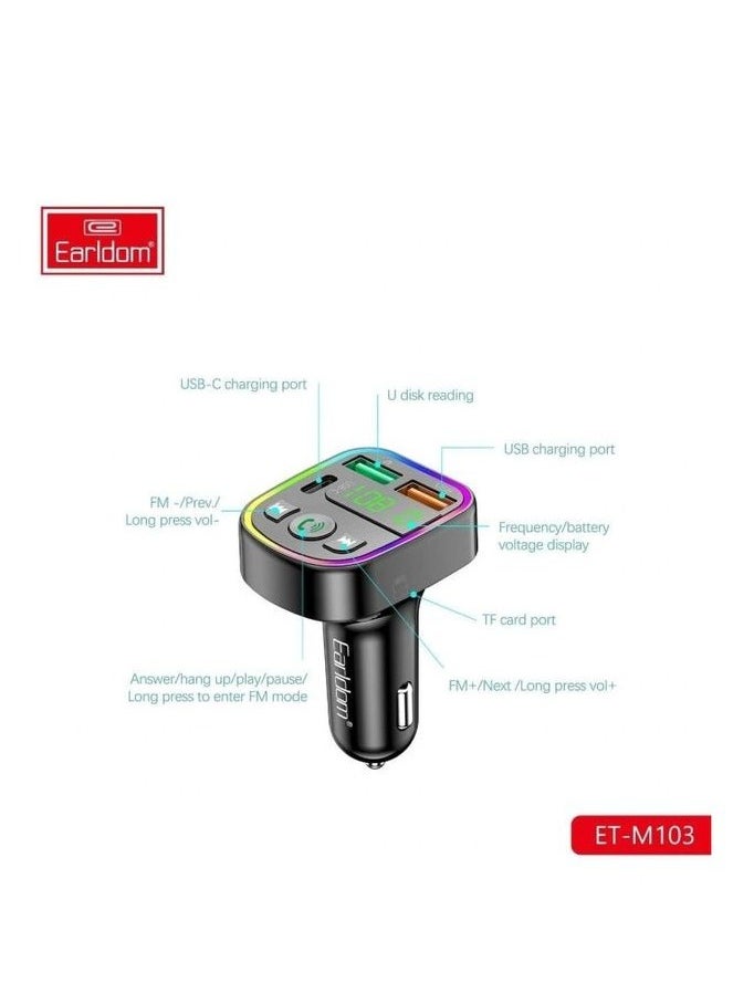 Earldom Earldom M103 Wireless Bluetooth Car MP3 Player with 3.1A Fast Charging and FM Transmitte - Black  - Image 2