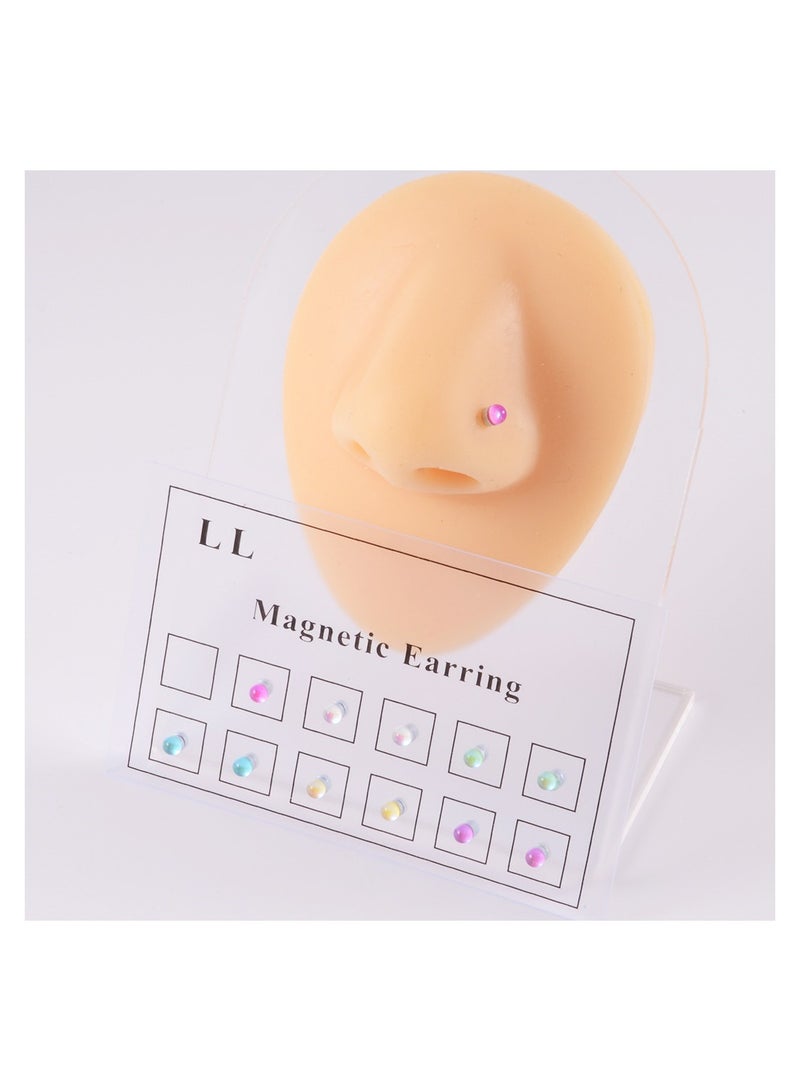 Magnetic Nose Studs Crystal Stud Earrings Face Magnetic Clips Non Pierced Earrings Nose Lip Ring Clips 24 Pieces - Image 3