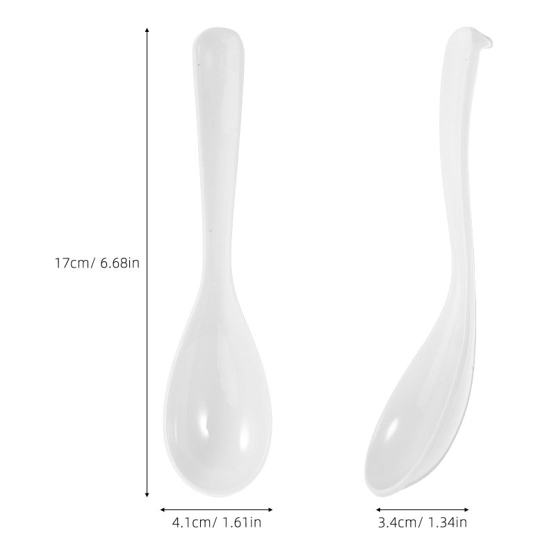 Melamine Soup Spoons Set of 6 White for Restaurant Buffet Ramen Rice Service - Image 3