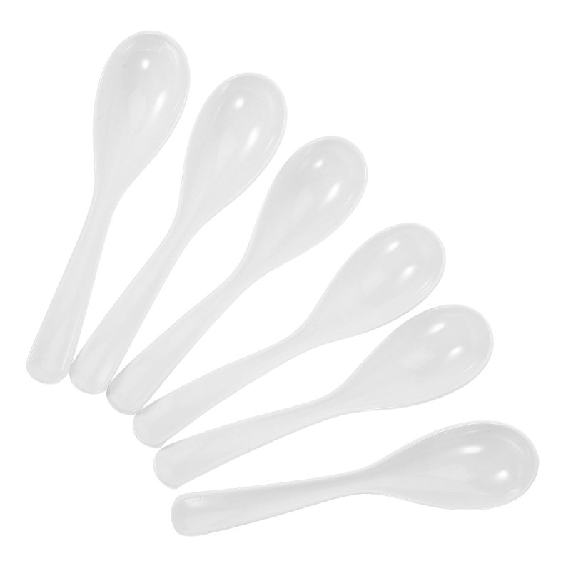 Melamine Soup Spoons Set of 6 White for Restaurant Buffet Ramen Rice Service - Image 2
