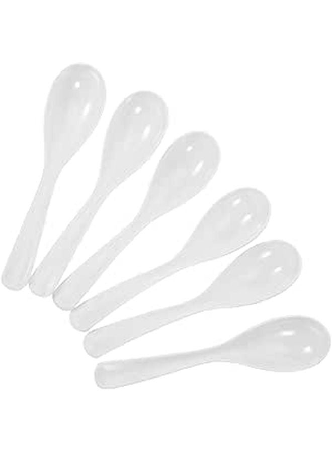 Melamine Soup Spoons Set of 6 White for Restaurant Buffet Ramen Rice Service - Image 1