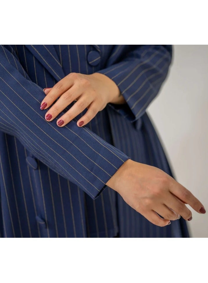 Teraz Navy striped formal suit abaya for business and events - Image 4