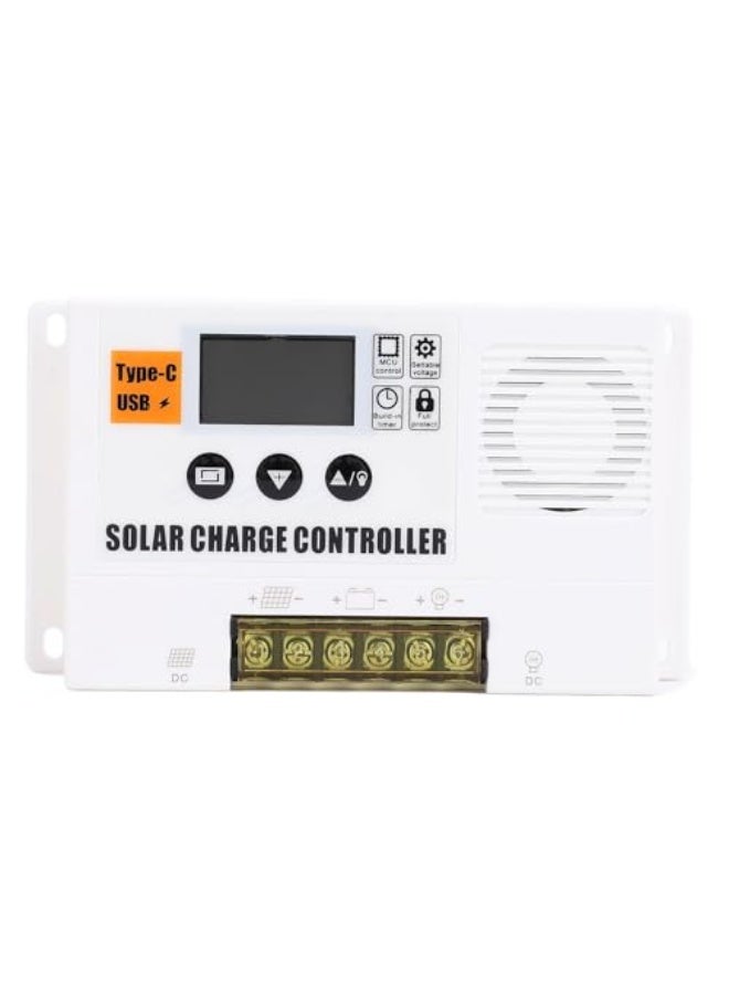 Solar Charge Controller, 12/24V Solar Panel Battery Intelligent Regulator with 3 Stage PWM Charging, Double USB Output Ports, for Off Grid Systems (30A) - Image 1