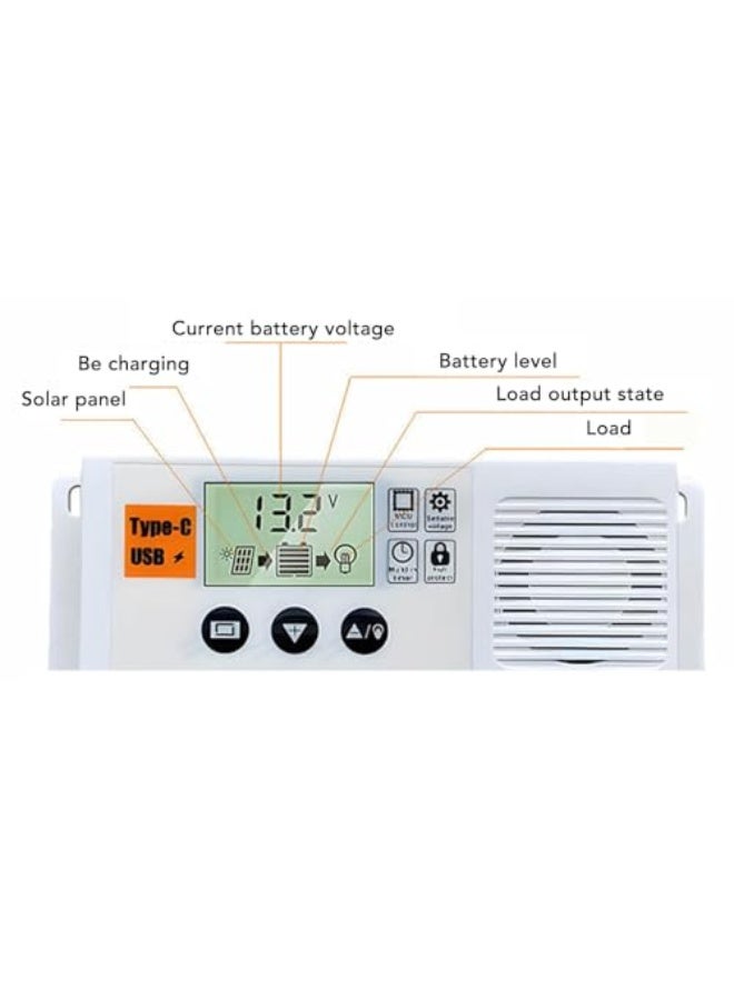 Solar Charge Controller, 12/24V Solar Panel Battery Intelligent Regulator with 3 Stage PWM Charging, Double USB Output Ports, for Off Grid Systems (30A) - Image 4