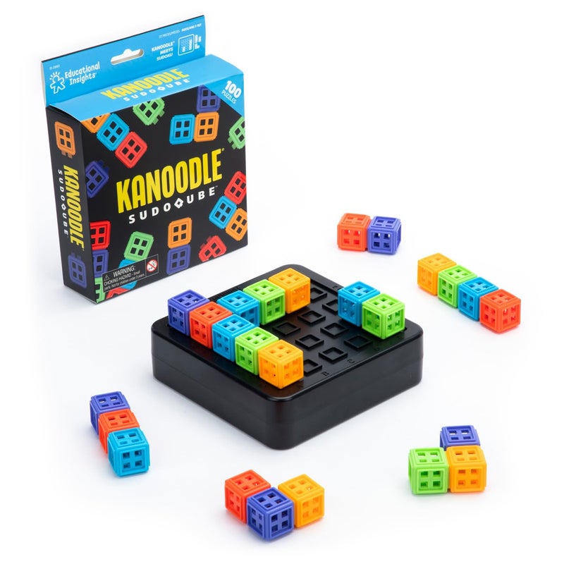 Educational Insights Kanoodle SudoQube - 3D Brain Teaser Puzzles for Kids Ages 8-10, Travel-Friendly Pocket Sudoku Game, Brain Games for Adults, Teens, and Kids, Single Player Puzzle Games - Image 1