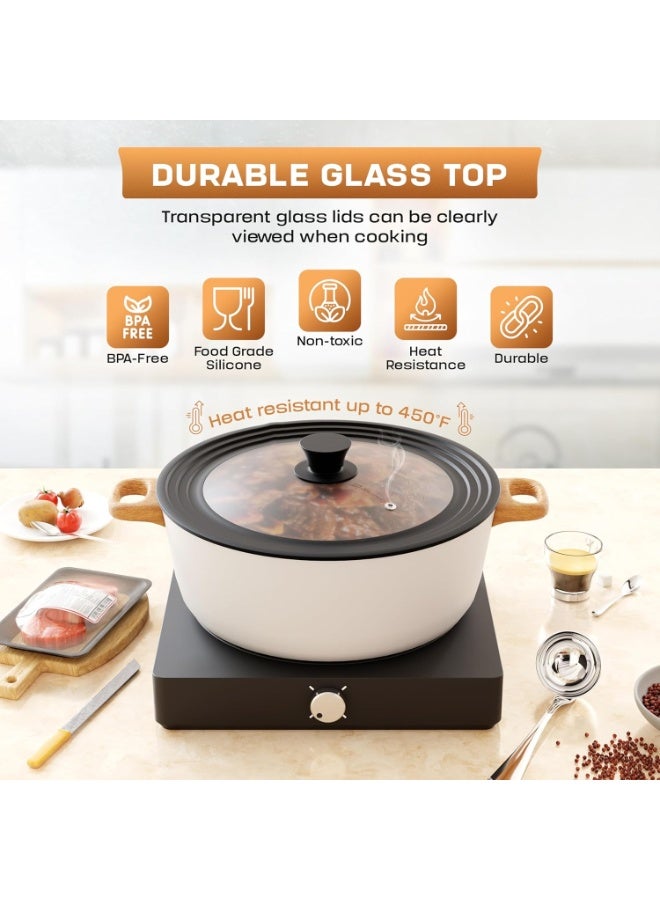 Forest Home Universal Pan Lid for Pots Pans and Skillets (16CM-20CM)- Tempered Glass Pot Lid with Auto-Sizing Silicone Rim - Black - Image 3