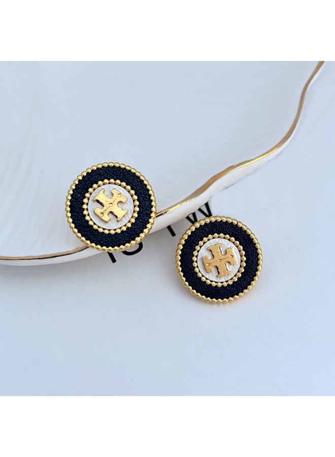 Burch Women's Lacquered Raised Logo Stud Earrings - Image 1