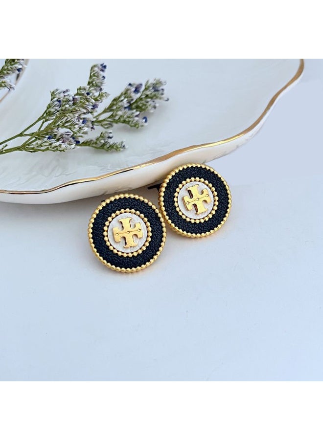 Burch Women's Lacquered Raised Logo Stud Earrings - Image 2