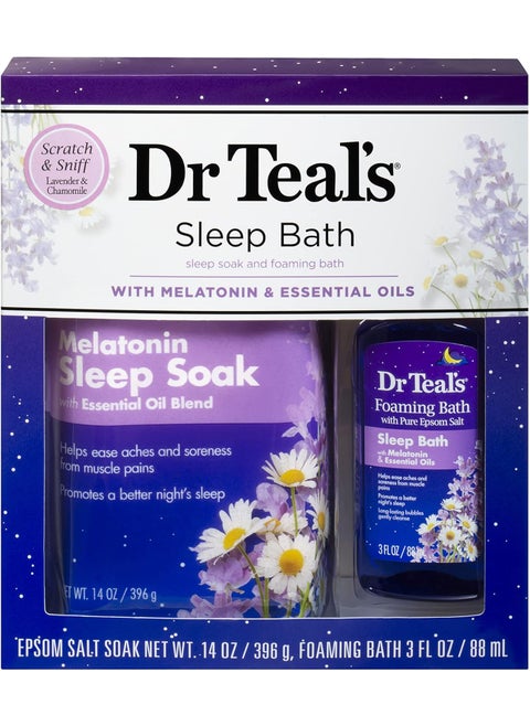 Dr Teals Melatonin Sleep Soak Epsom Salt Solution and Foaming Bath Gift Set